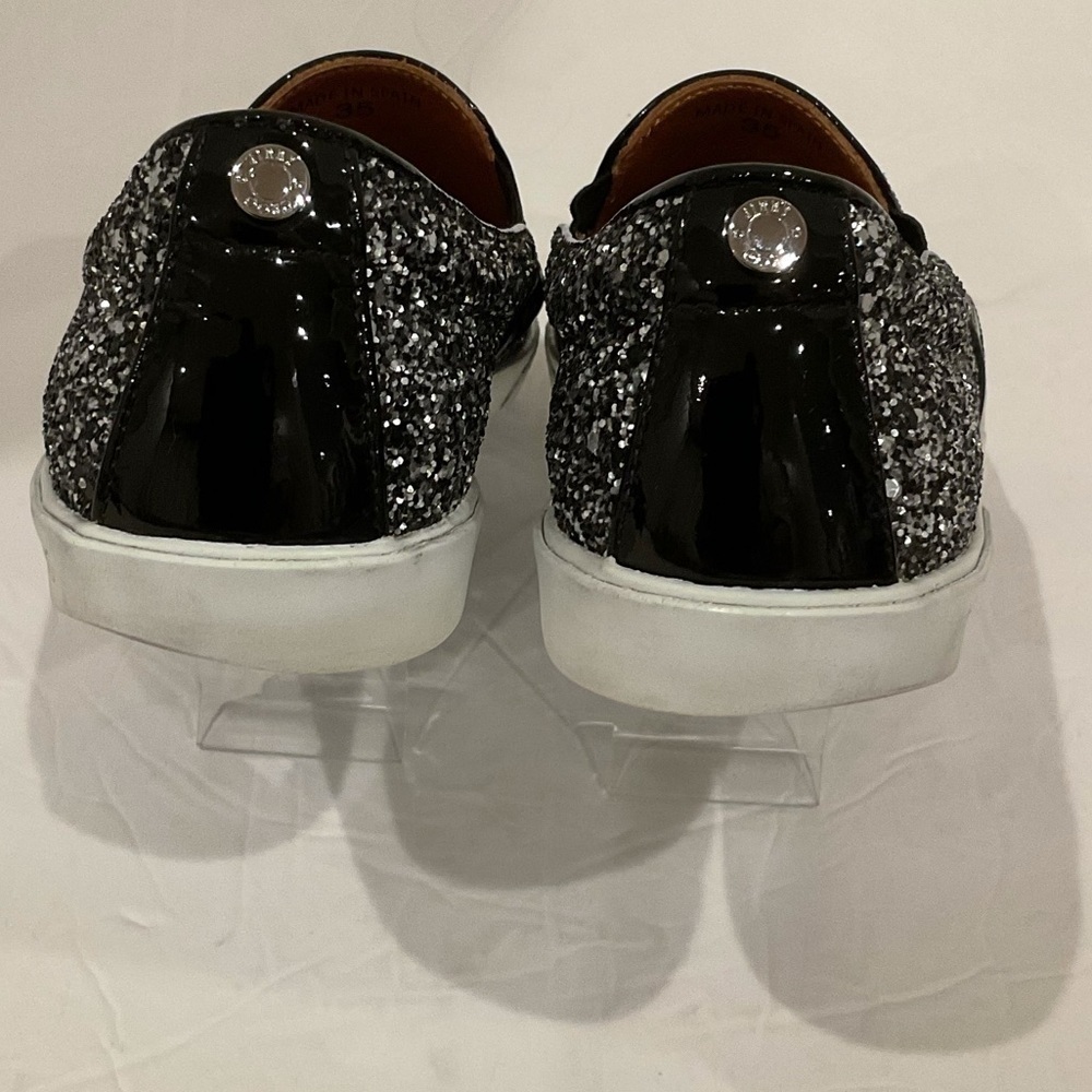 Jimmy Choo Demi Coarse Glitter Slip-Ons Sneakers Black and Silver - Picture 4 of 15